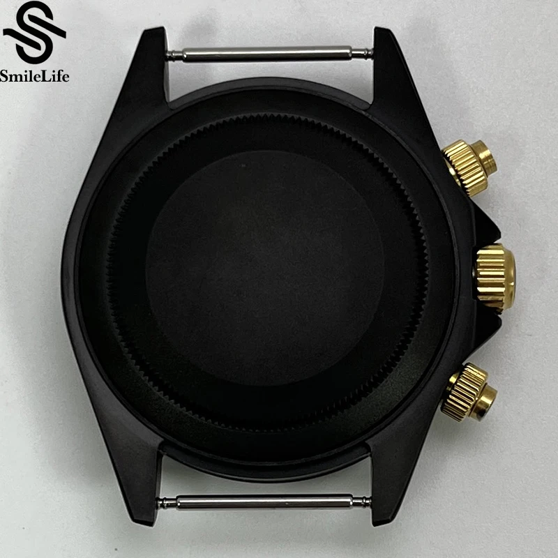 SmileLife 39 مللي متر VK63 حافظة ساعة سوداء غير لامعة مع إطار من السيراميك والزجاج الياقوت VK63 ملحقات حركة الكوارتز لصانعي الساعات