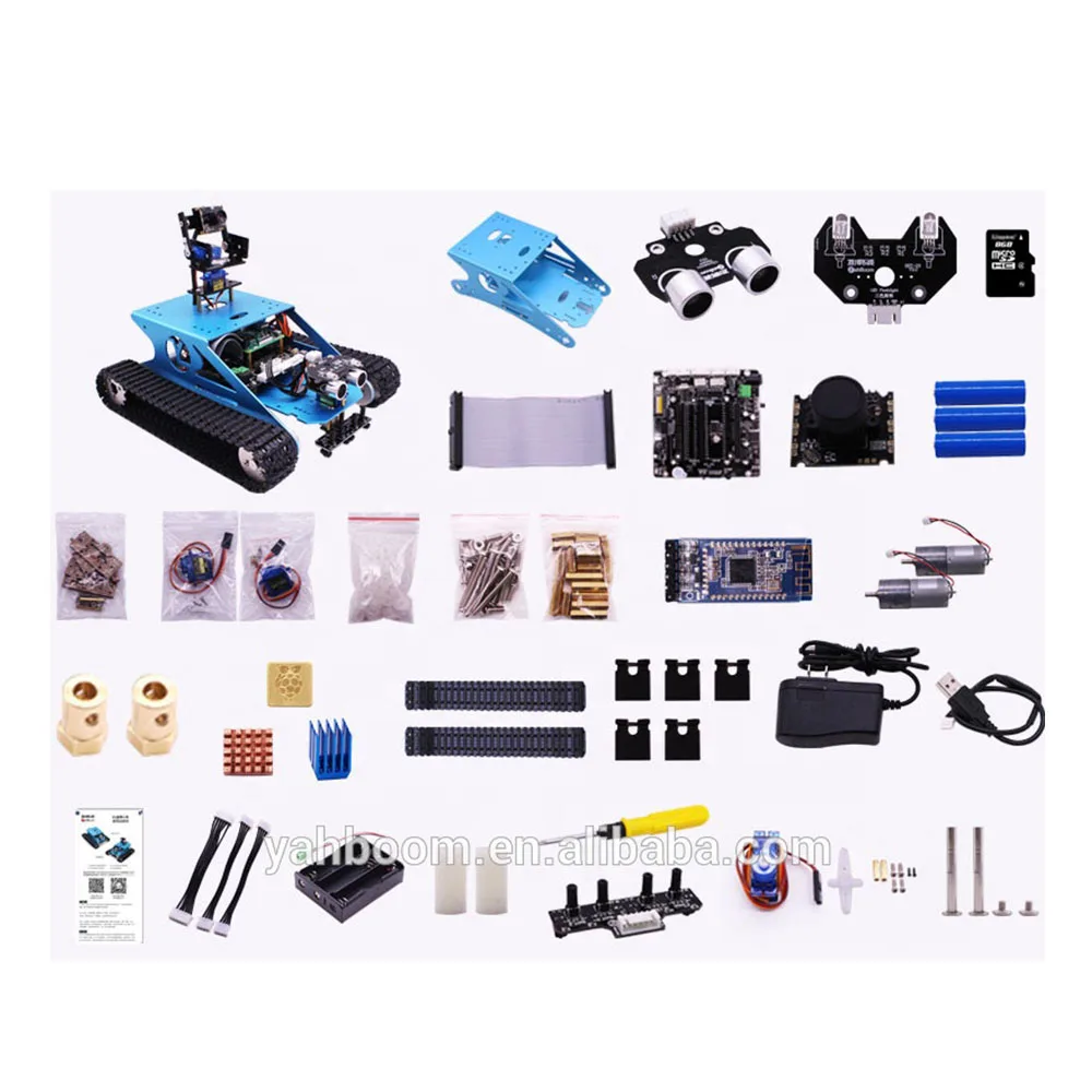 Yahboom Maker Stem Education G1 Smart Raspberry Pi 4 Tank Robot Car Kit مع كاميرا WIFI