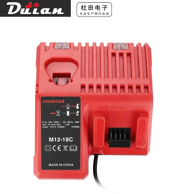 Replace 3A 12V 14V 18V Rapid Fast Li-Ion Charger Fit For Milwaukee M12-18C Dual Port Multi-Voltage Lithium-Ion Battery M12 M18