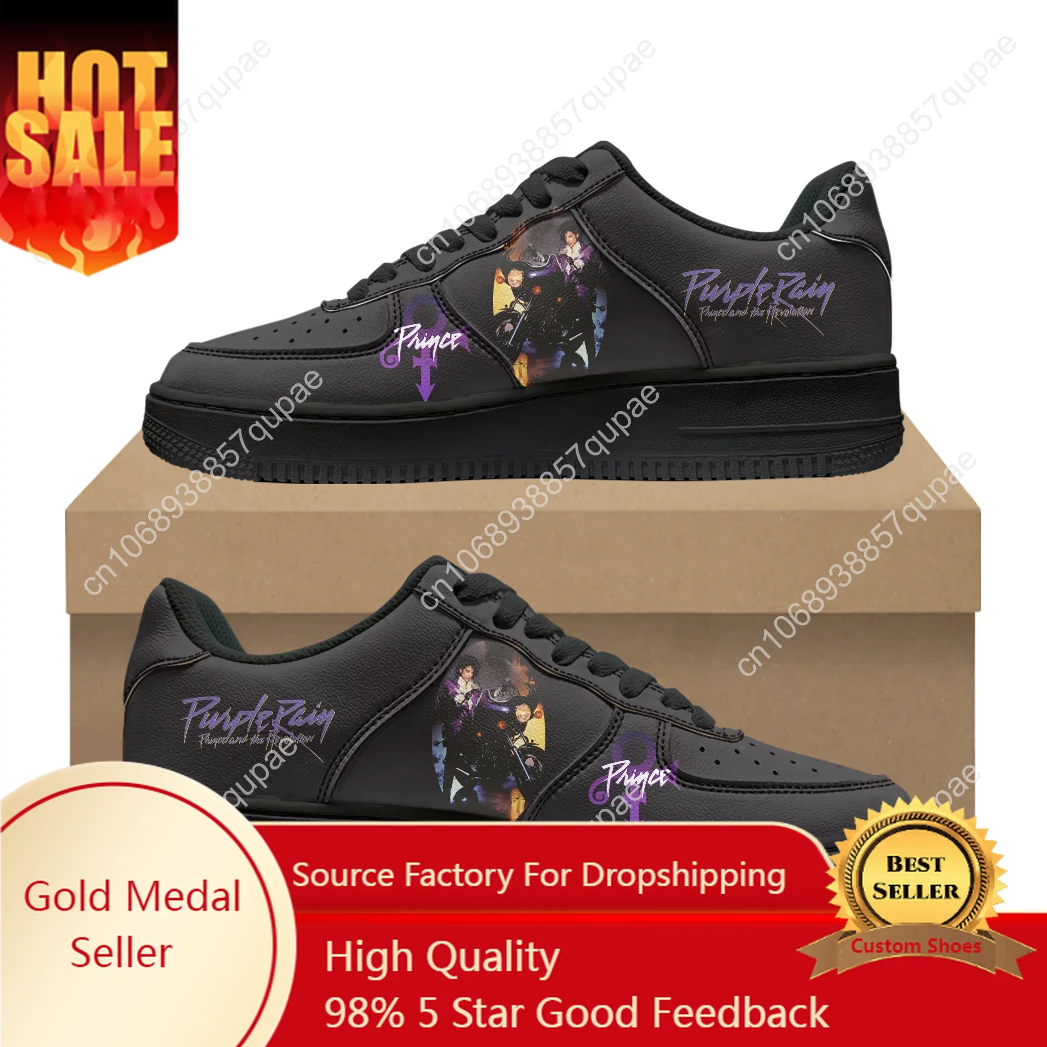 Prince Rogers Nelson AF Basketball Mens Womens Purple Rain Sports Running Flats Force Sneakers Lace Up Mesh Custom Made Shoe