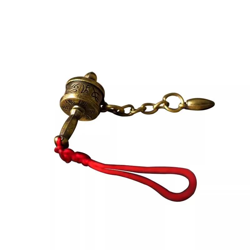 Mini Tibetan Customized Buddhist Mantra Supply Bronze Hand Prayer Wheel Turning Wheeler Cylinder Hanging Ornament