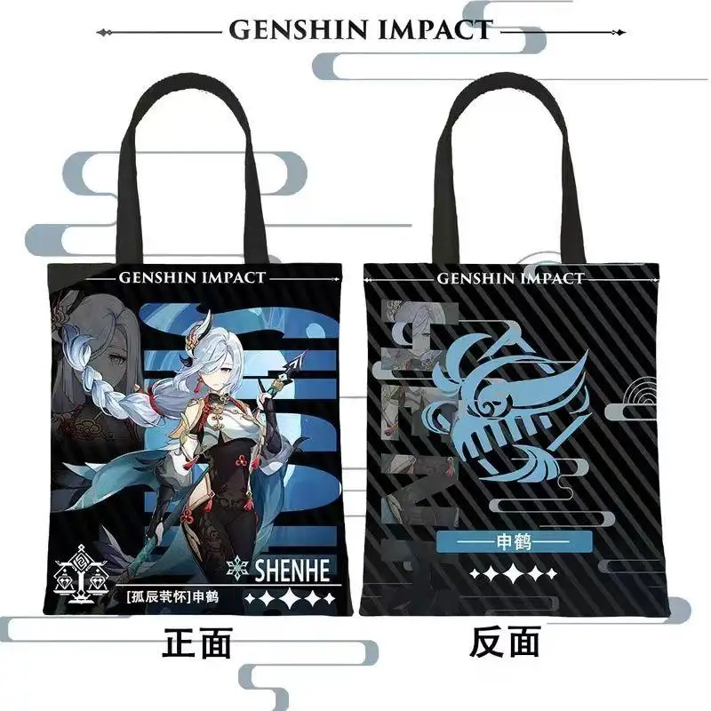 Anime Game   Cos Raiden Shogun Arataki Itto Yunjin Eula Keqing Xiao Etc.  Cartoon Tote Canvas Bag Gift