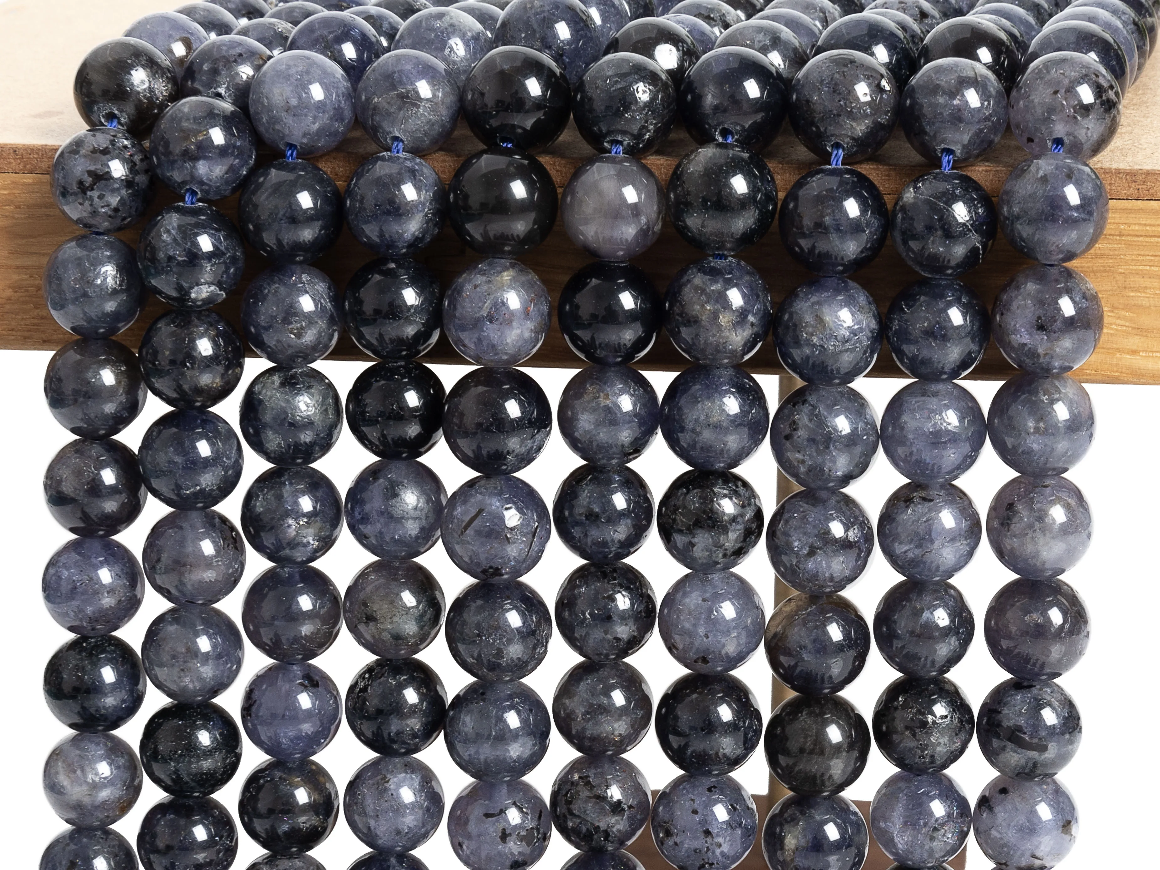 6MM Blue Purple Lolite Beads Grade AA Genuine Natural Gemstone Full Strand Round DIY Loose Beads 15.5\