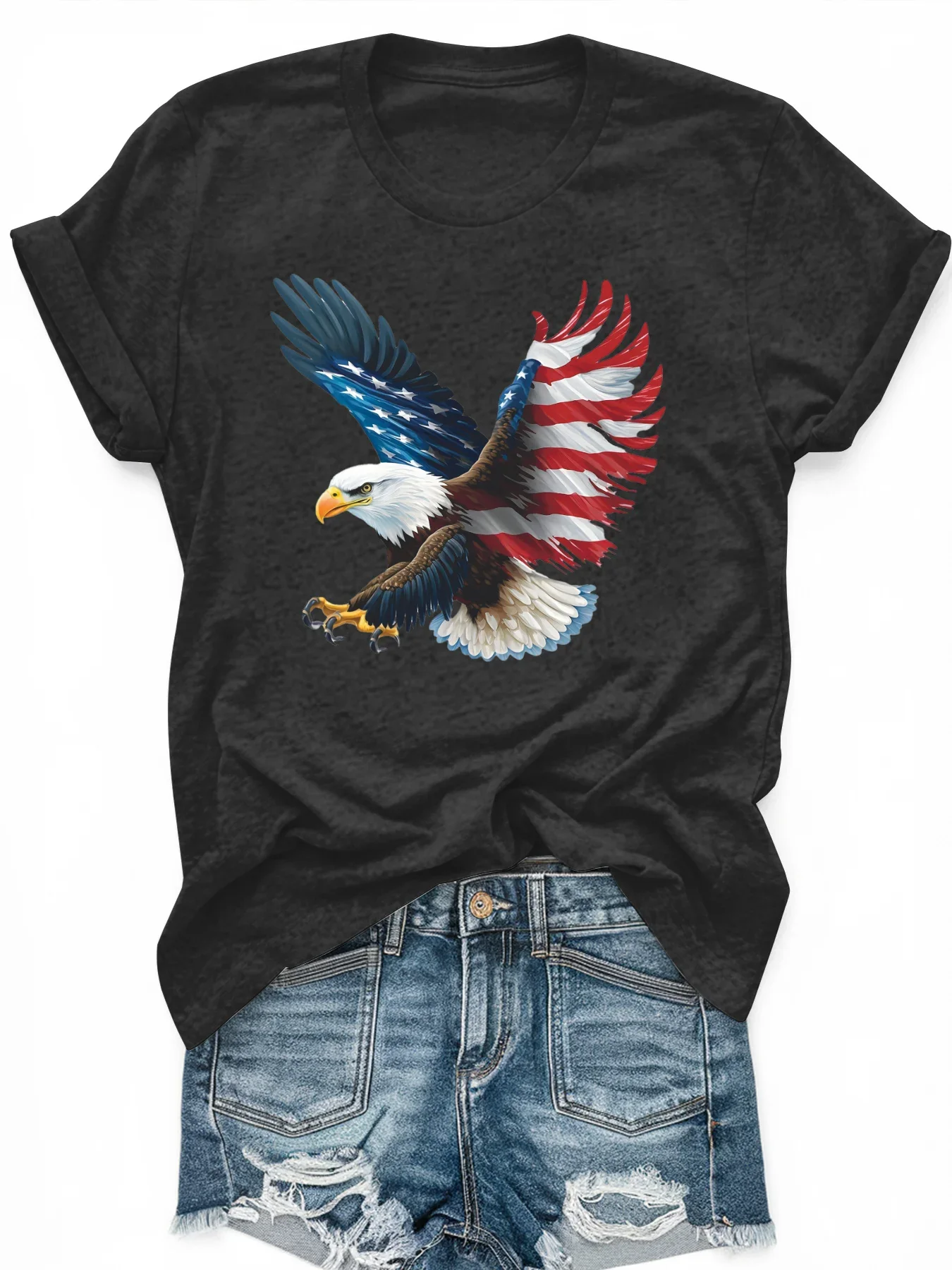 Camiseta de manga corta estampada de talla grande para muj holgada e informal suave cómoda y transpirab deportes al aire
