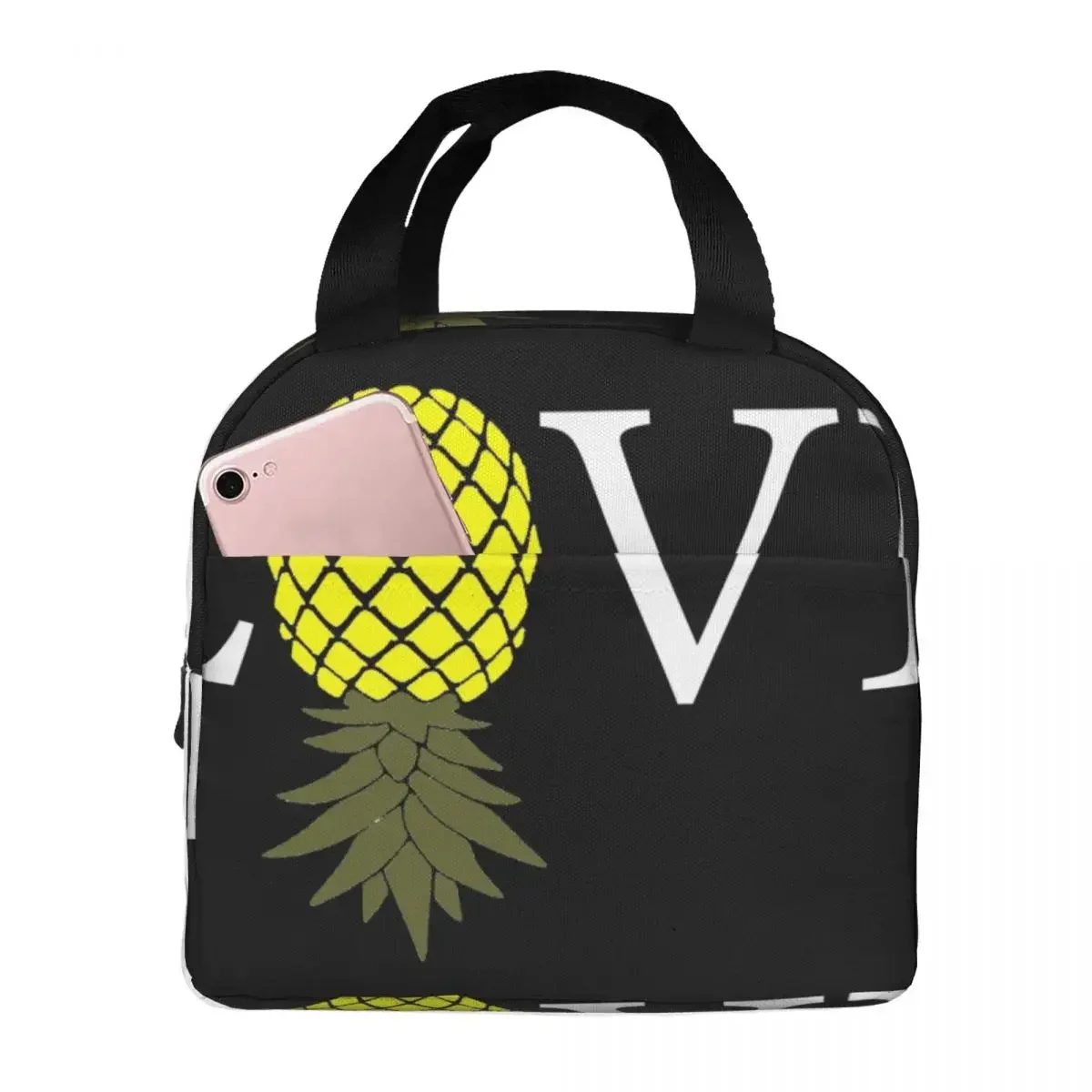 Swingers Pineapple I LOVE Pineapple Lunch Bag Unisex Portable Cooler Insulated Lunch Box Food Bento Box