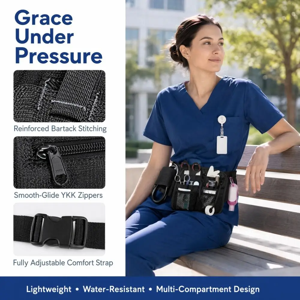 Large-capacity Nurse Fanny Pack Adjustable Wear-resistant Utility Waist Pack Multi Compartment Pocket Durable