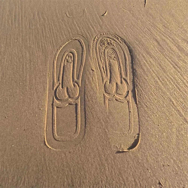 Sandales de plage à chevrons pour hommes, semelle optique, parodie créative, nouveauté, cadeau amusant