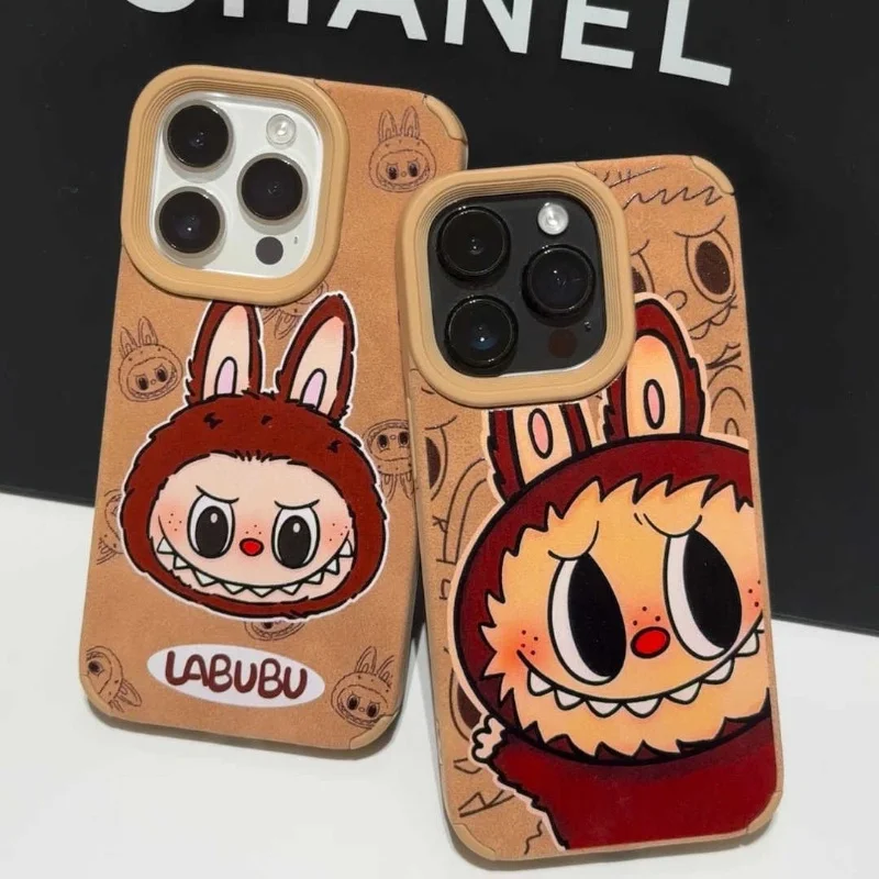 Cute Retro Labubu Cartoon Phone Case For iPhone 13 14 15 16 Pro Max Promax 16Pro 16ProMax Silicone Protective Cover Xmas Gifts