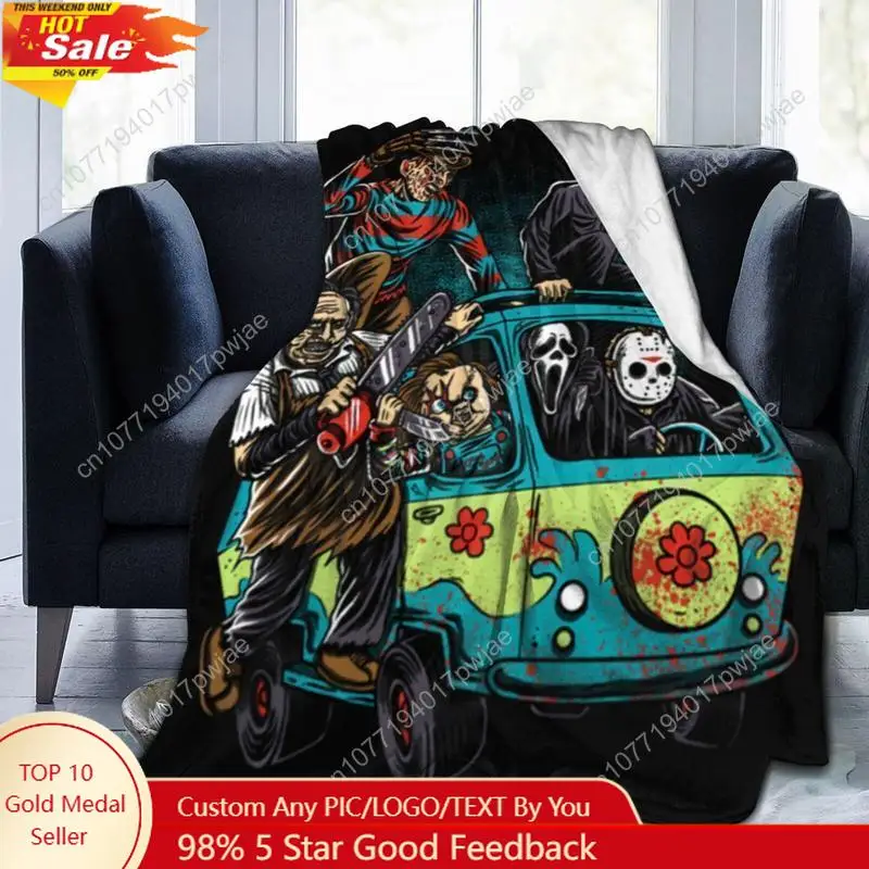 

Halloween Throw Blanket HorrorMovie Blanket for Living Room Bedroom Dormitory Custom Blankets