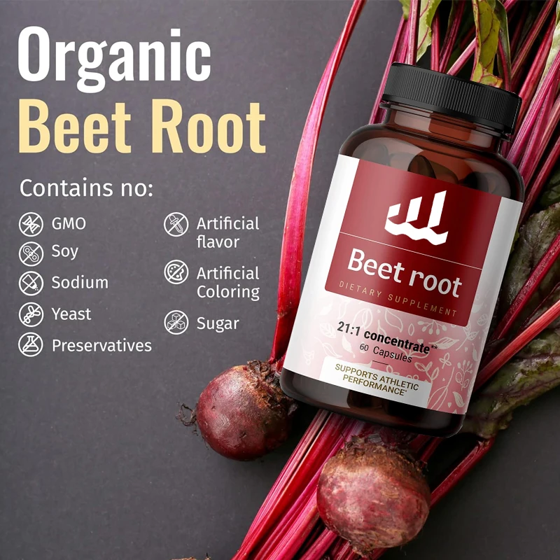 Beet Root Capsules - Organic Beet Root Extracts - High potency 21:1 Concentrate - Beet Root Powder Supplement