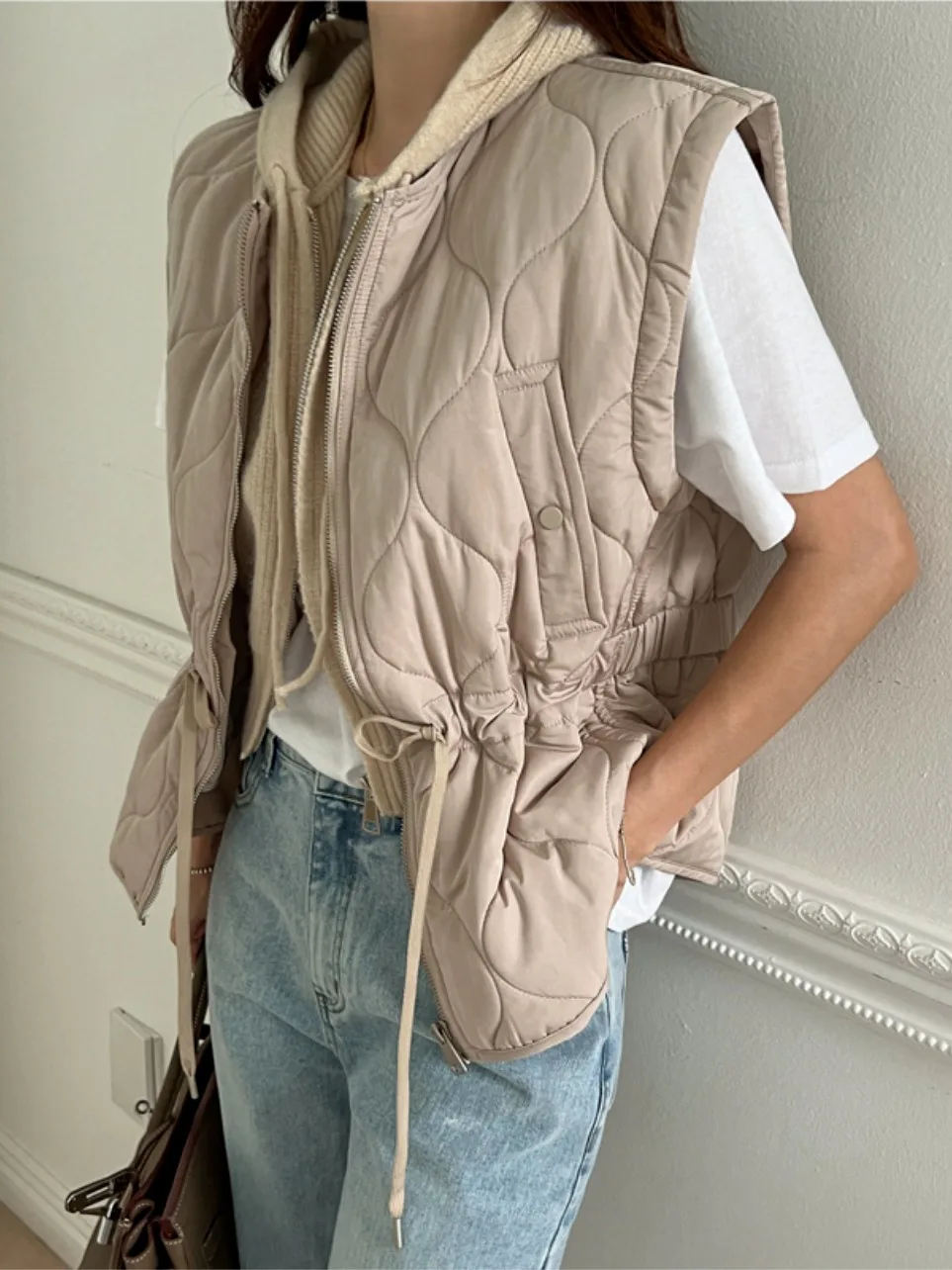 Début de l'automne brodé gourde Dstring décontracté chaud Svel coton gilet Faionable rond Ne fermeture à glissière femmes Sw...