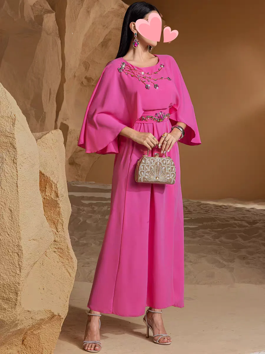 

Other Shore Elegant Vintage Sweet Rose Red Crystal Beads Cape Chiffon Customize Formal Occasion Prom Dress Evening Party Gowns