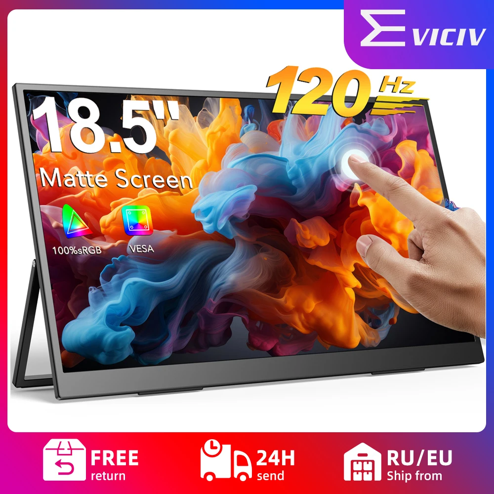 

EVICIV 18.5" Smart Portable Monitor 120HZ HDR FreeSync Touch Screen Gaming Display For Mini PC Laptop Phone Xbox PS4 PS5 Switch