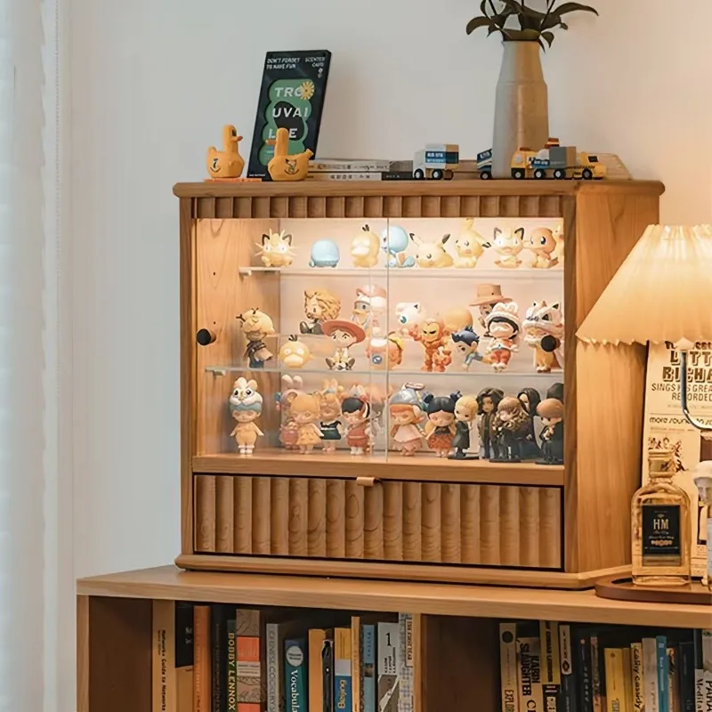 Solid wood display cabinet, cake biscuits dust-proof transparent cabinet