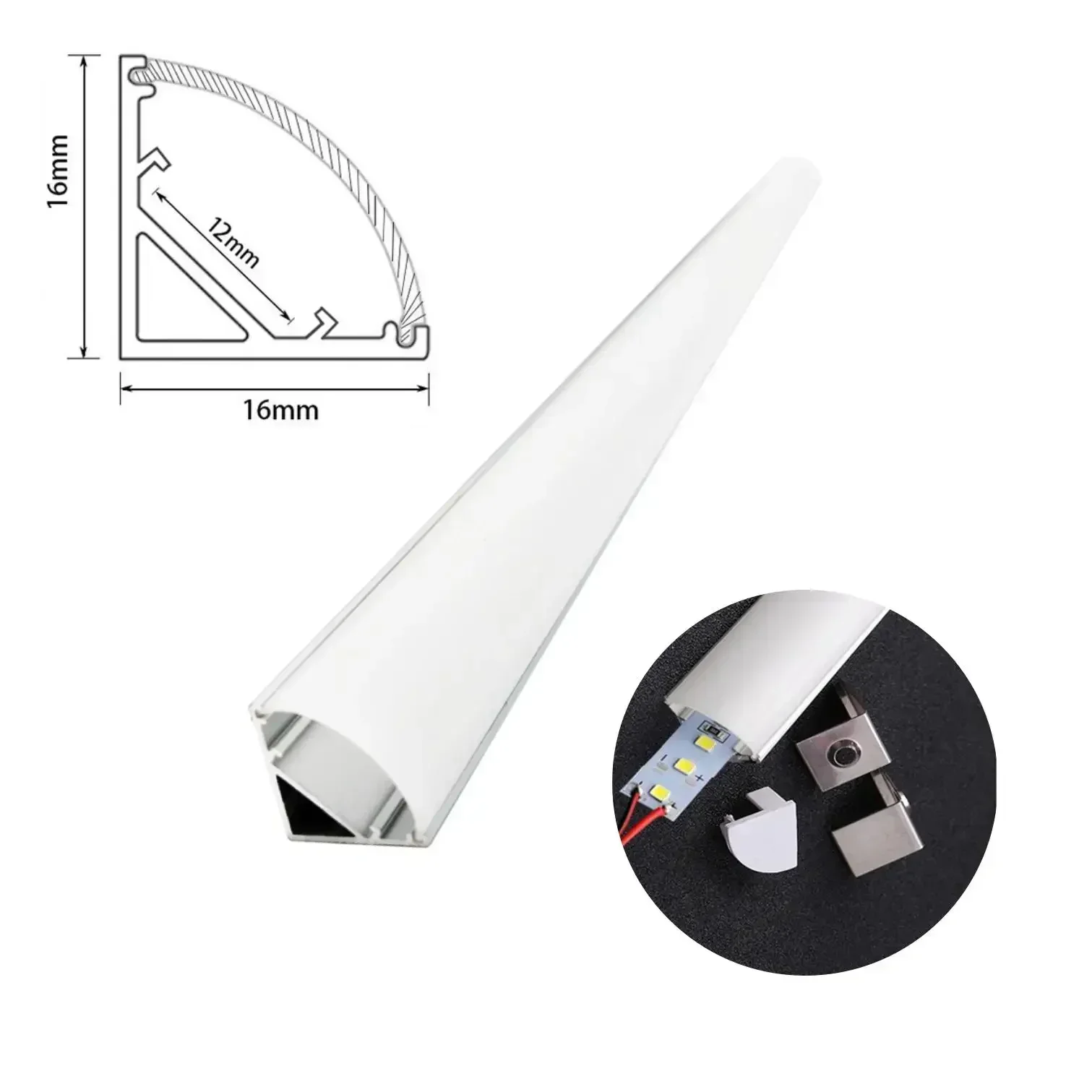 LED Aluminum Profile Housing for 50cm  Bar Lights, 1616 V Shaped and 90 Degree Triangle, DIY Strip Light Mikly Corner Lamp