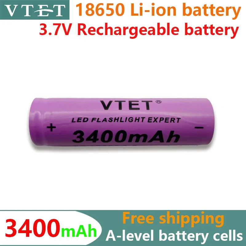2025 New 18650 Battery Lithium Rechargeable  3400mAh Lithium Battery 3.7 V for Bright Flashlight Toy Rechargeable Battery