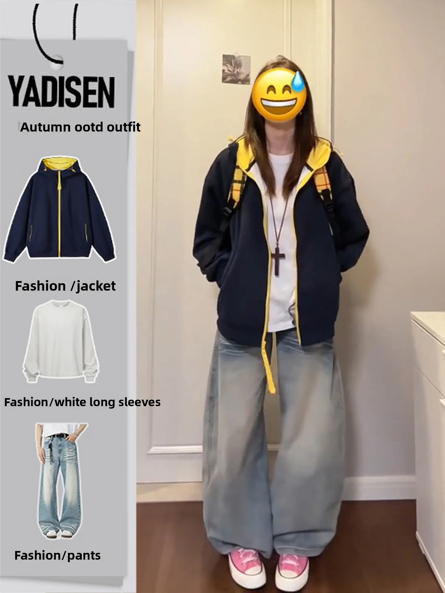 

Cobalt Blue Men's Hoodie Jaet Denim Patchwork Autumn Outfit Casual Sportswear Set Long Sve Long Pants Youth Faion