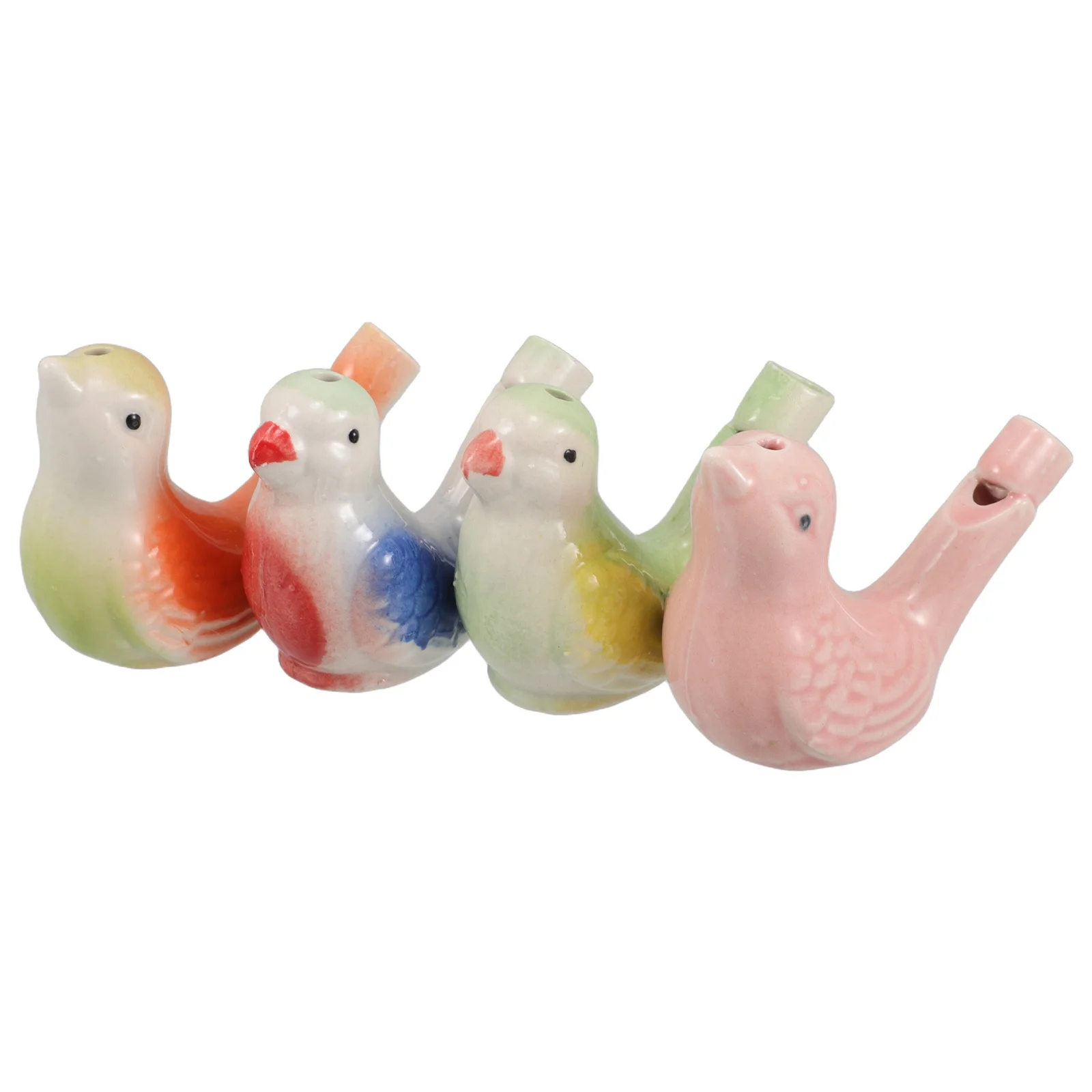 Sifflets d'appel d'oiseaux en céramique, 4 pièces, conception d'oiseaux d'eau colorés, corde suspendue, Instrument de musique, anniversaire d'enfants, pâques