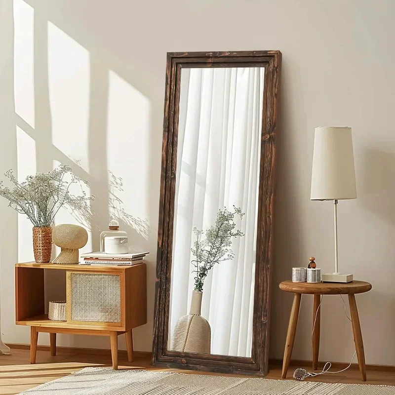 

Full Length Mirror 58"x22" Solid Wood Frame Floor Large Mirror for Living Room, Bedroom Hanging or Leaning Wall-Mounted,
