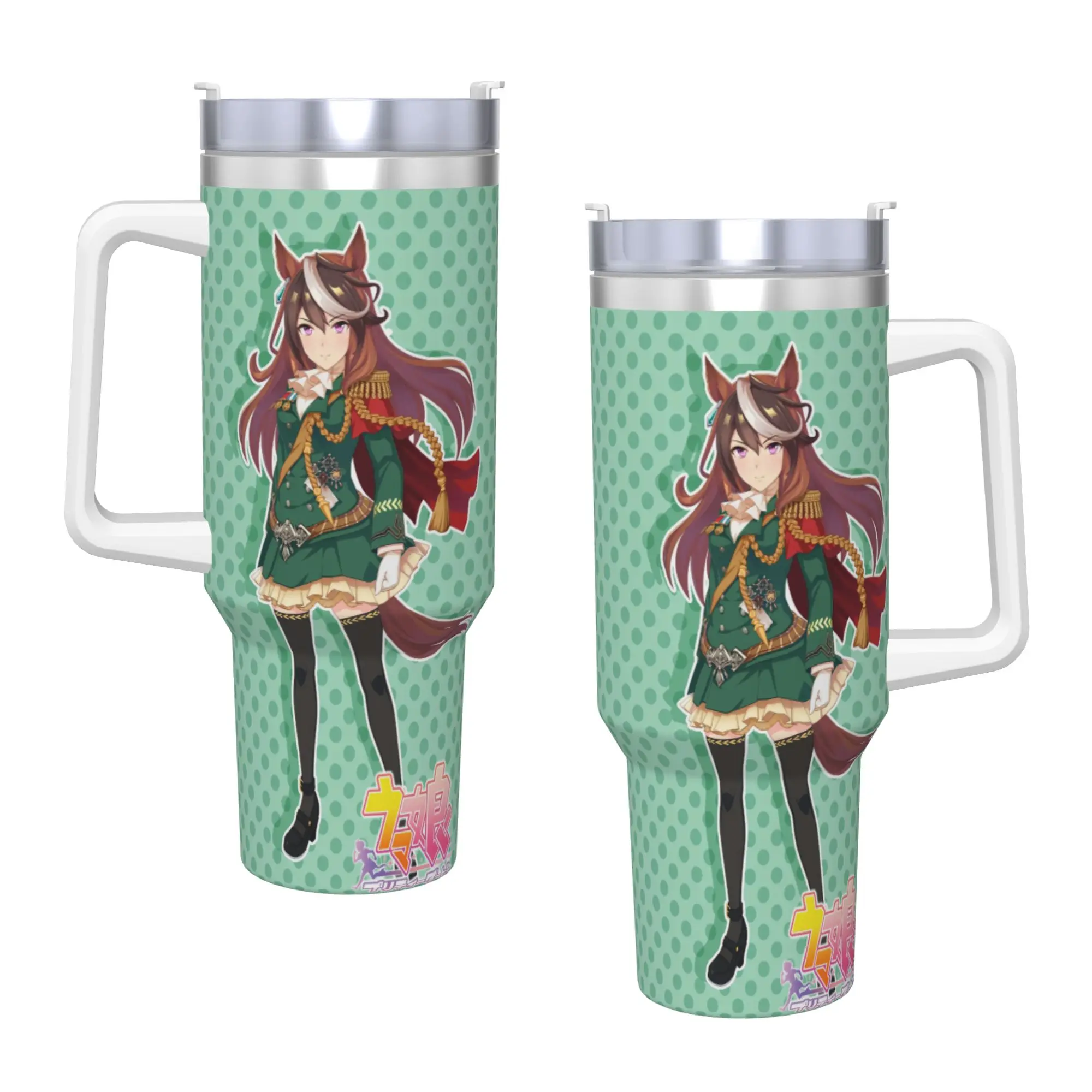 Stainless Steel Tumbler Symboli Rudolf UmaMusume Pretty Derby Car Mugs With Straws Beach Cold Drink Water Bottle 40oz Coffee Mug