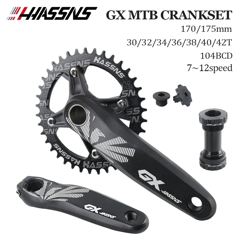 Crankset MTB Bicycle Crank Connecting Rods Mountain Bike Cranks Chainring Integrated Candle Crown For 12 Speed 32/34/36/38T