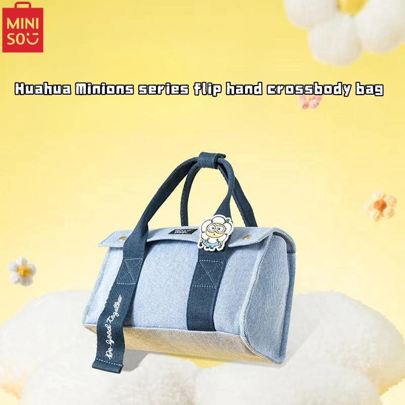 

MINISO Huahua Minions Series Denim Handbags Cartoon Peripheral Flip Crossbody Bags Graduation Gifts for Friends and Besties