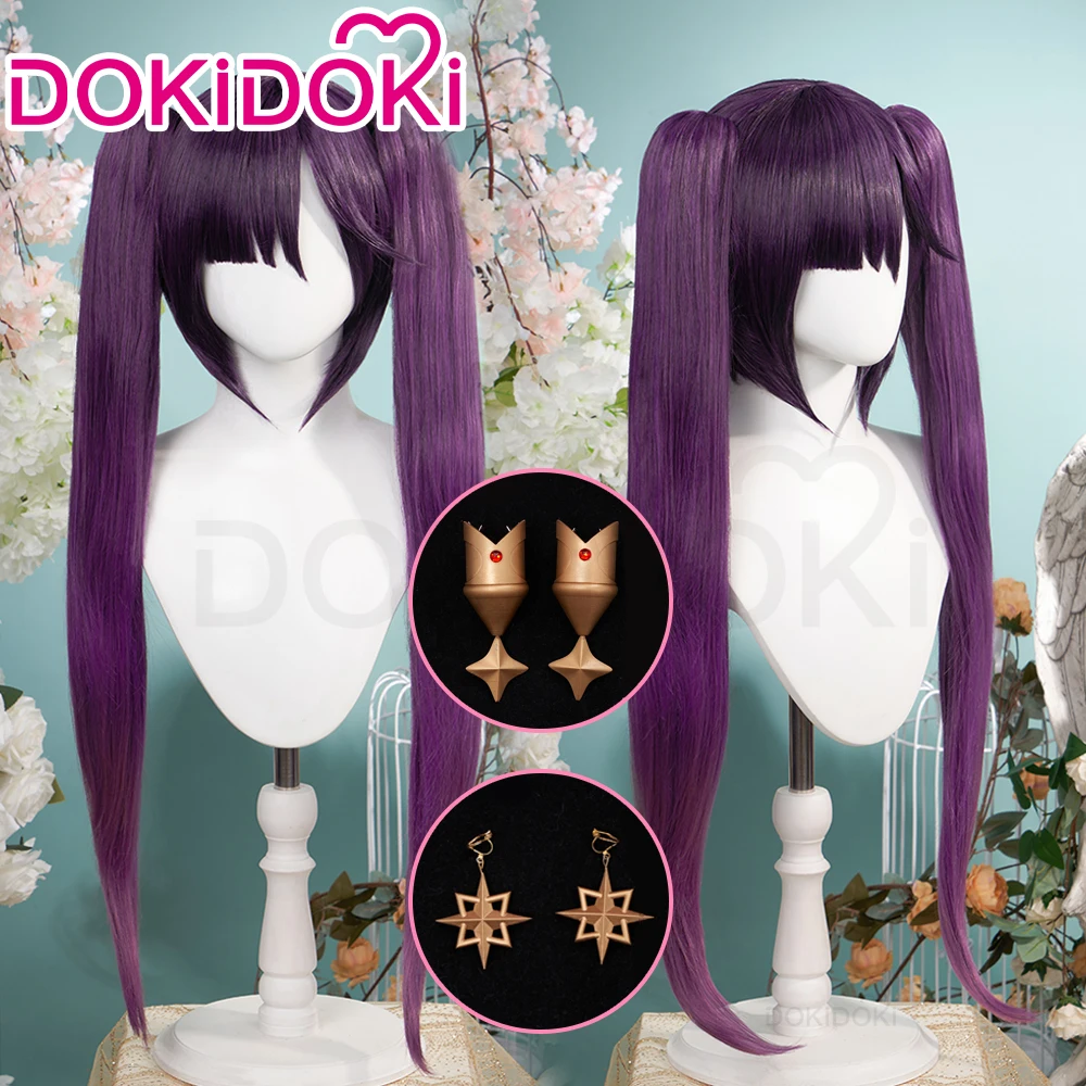 En STOCK, peluca de Mona, juego Genshin Impact, peluca de Cosplay DokiDoki Mona, peluca de Navidad, Cosplay Genshin Impact Mona, zapatos, pelo de Cosplay