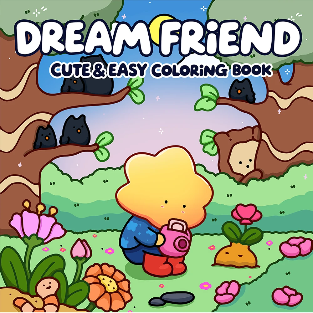 Dream Friend Cute & Easy Coloring Book for Adults - Kawaii Whimsical Characters Anti-Stress Relaxation Art Therapy Book