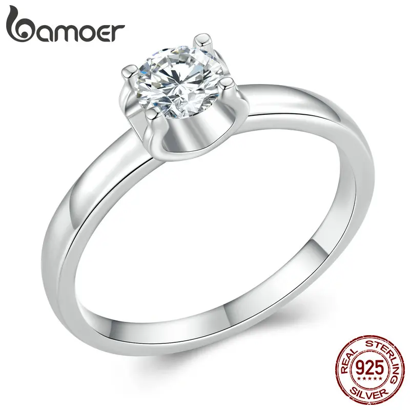 Bamoer 0.5CT D kolor VVS1 EX Moissanite pierścień dla kobiet zaręczyny ślub 925 srebro platyna pozłacane pierścienie MSR007