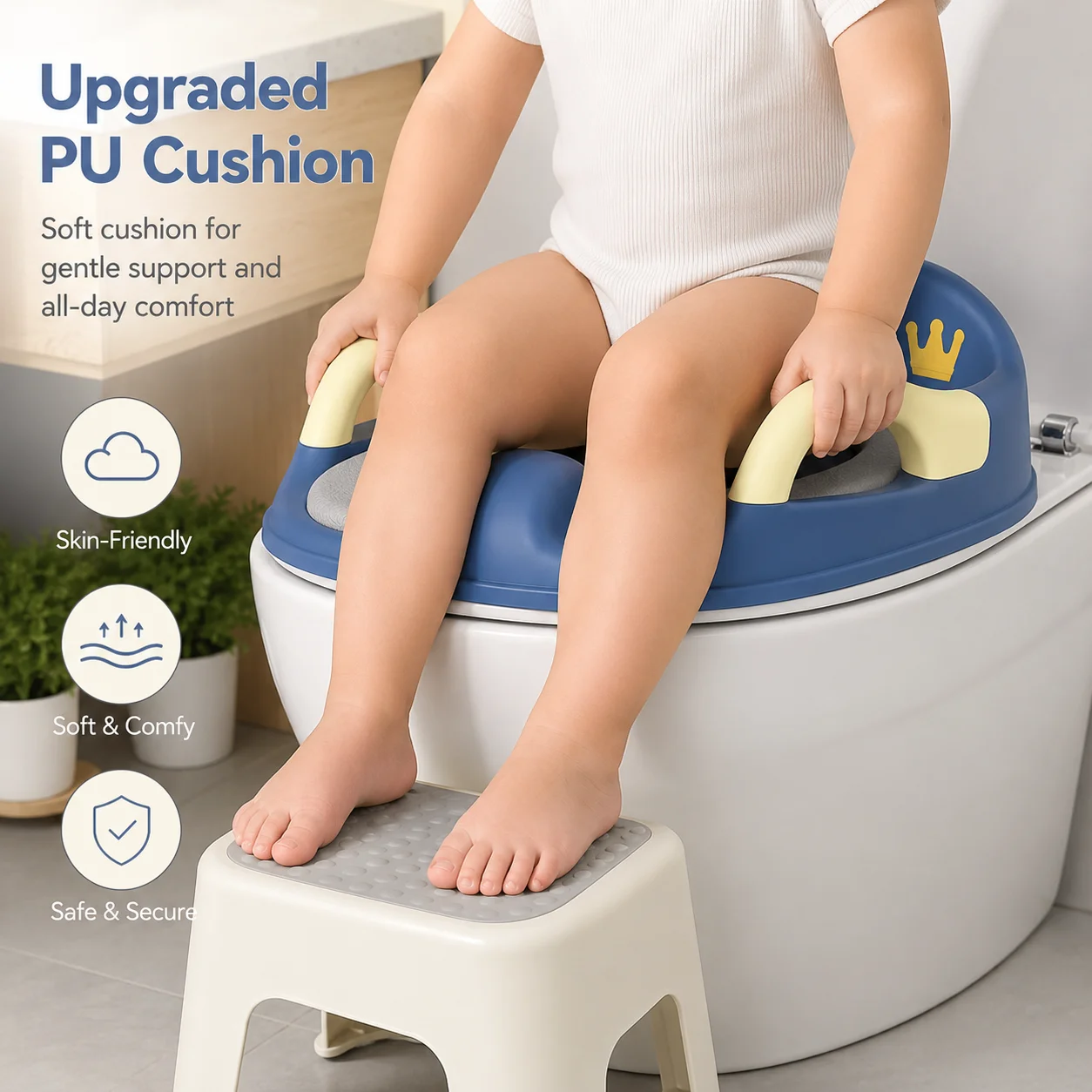

Baby Potty Training Seat Portable Toilet Trainer Cushion Anti Slip Soft Adjustable Bathroom Travel Home Use Toilet Ring Cover