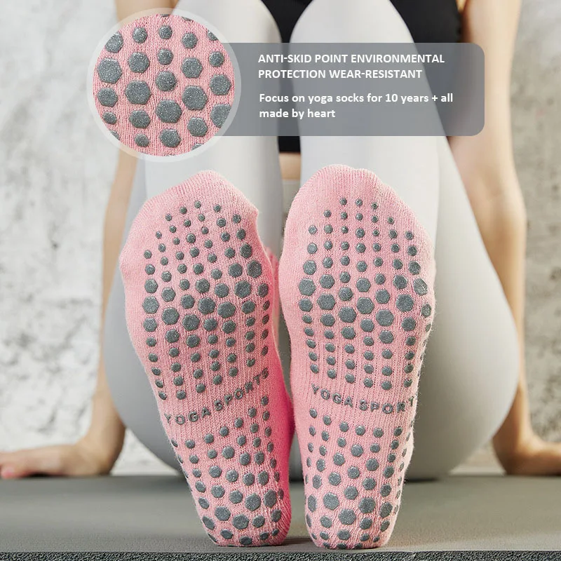 GYMIGO Thin Women Yoga socks Autumn And Winter Non-slip Pilates Socks Women Sports Socks Cotton Striped Fitness Skipping Socks