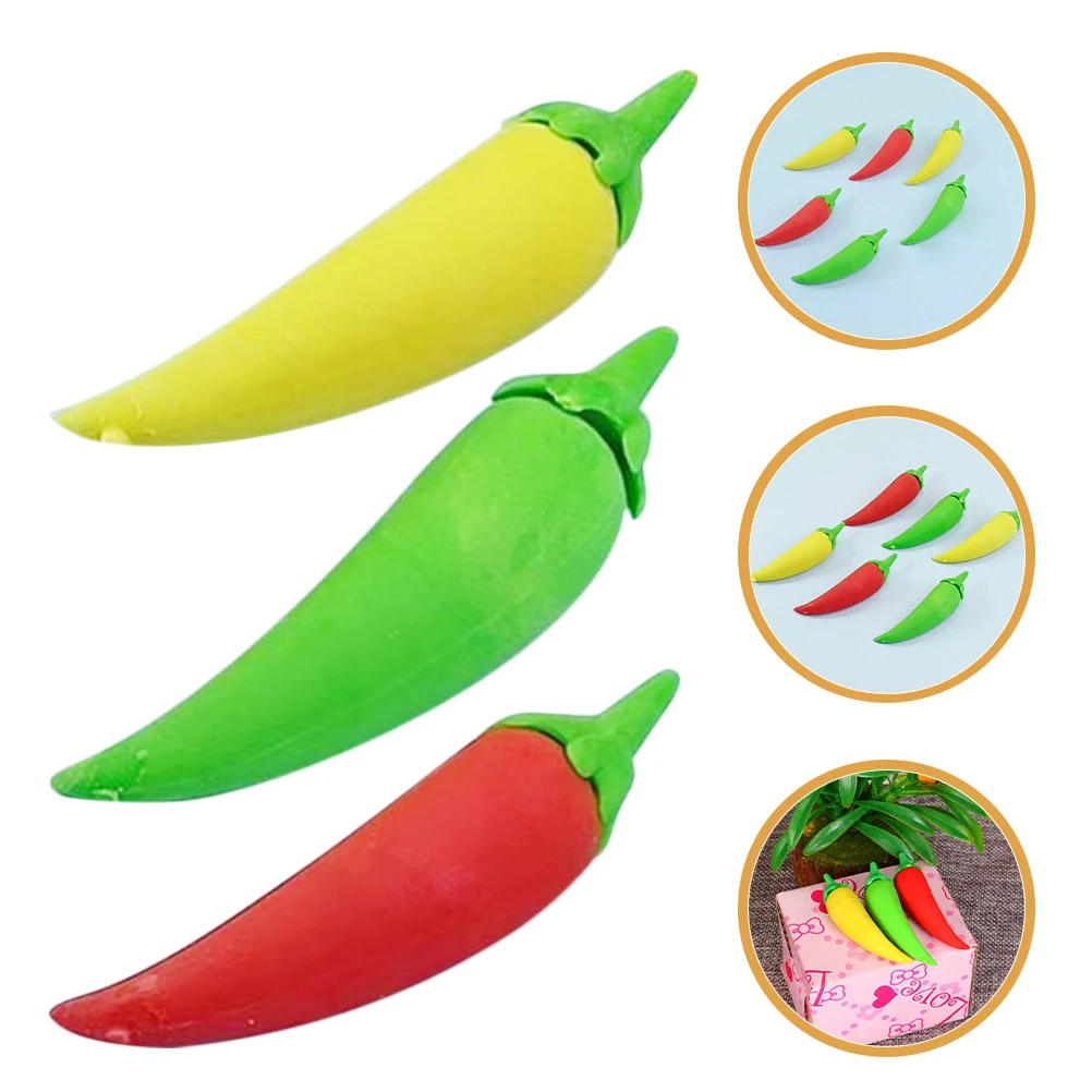 

24 Pcs Pepper Eraser Artificial Lifelike Fake Vegetable Chili Centerpiece Cute Erasers Decorations ing Cool for