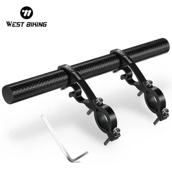 WEST BIKING Bicycle 20-35cm Handlebar Extended Bracket Headlight Mount Bar Computer Clip Double MTB Road Bike Handlebar Extender