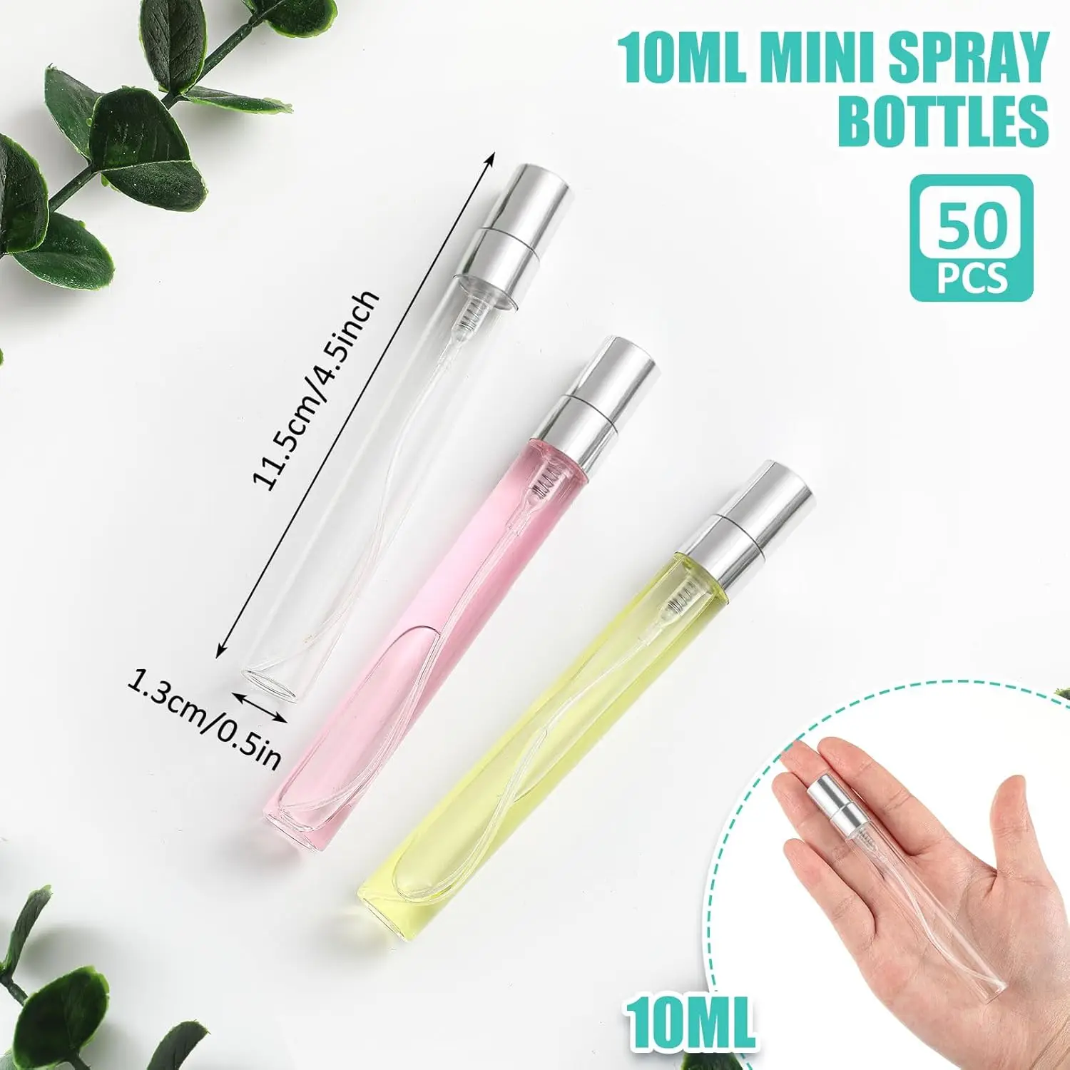 50 Stück Mini-Sprühflaschen 2/3/5/10ml Glas-Parfümflaschen Nachfüllbare Feinnebel-Parfümzerstäuber Tragbare Leere Probenbehälter – Detail 3
