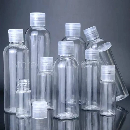 Imagen 2 del producto Botella vacía transparente de 5ml-120ml, botella portátil de plástico, contenedor de viaje, contenedor de cosméticos recargable, botella exprimible recargable