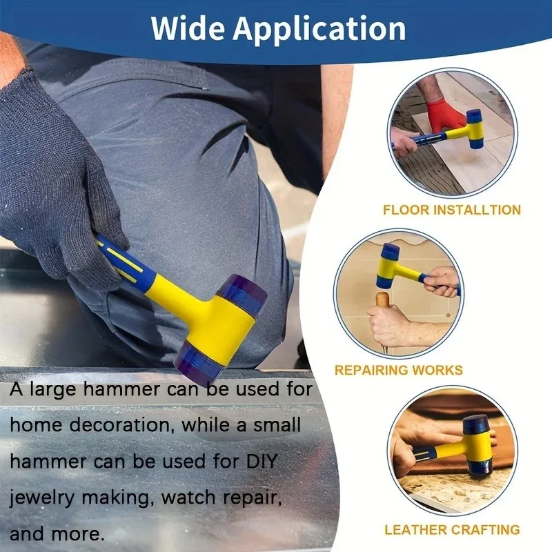 1Pcs Double Head Rubber Mallet Anti-slip Grip Detachable Design, Multifunctional Hammer for Jewelry Repair & Household Assembly