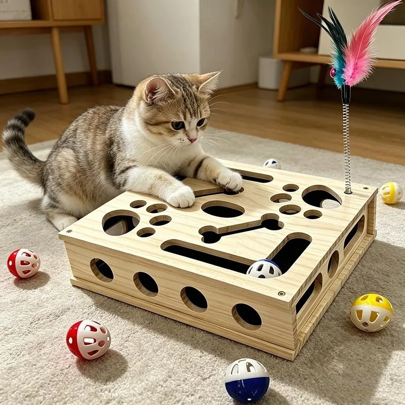 labirinto-interativo-de-madeira-para-gatos-versao-aprimorada-brinquedo-de-enriquecimento-para-gatos-com-varinha-de-pena-gratis-e-3-bolas-de-sino-de-cores-aleatorias