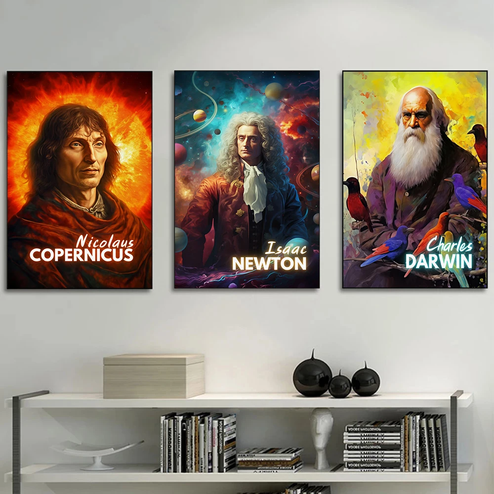 World Famous Figure Newton Darwin Copernicus Martin Luther King Art Canvas Painting Graffiti Wall Poster Print Modern Home Decor