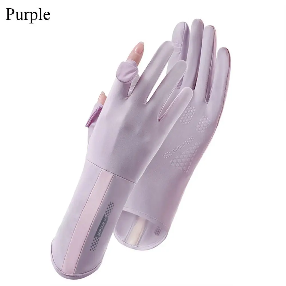 

Fashion Mid-long Sunscreen Gloves Thin Elastic Sun Protection Gloves Ice Silk Slip Resistant Cycling Driving Gloves Women Girls