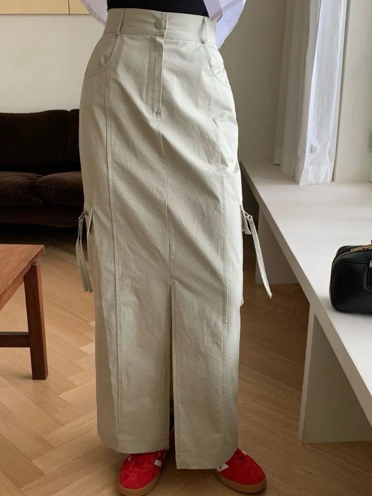 American Sle – jupe asymétrique taille haute pour femmes, nouvelle jupe trapèze ort Design Sense, longue, été 2025