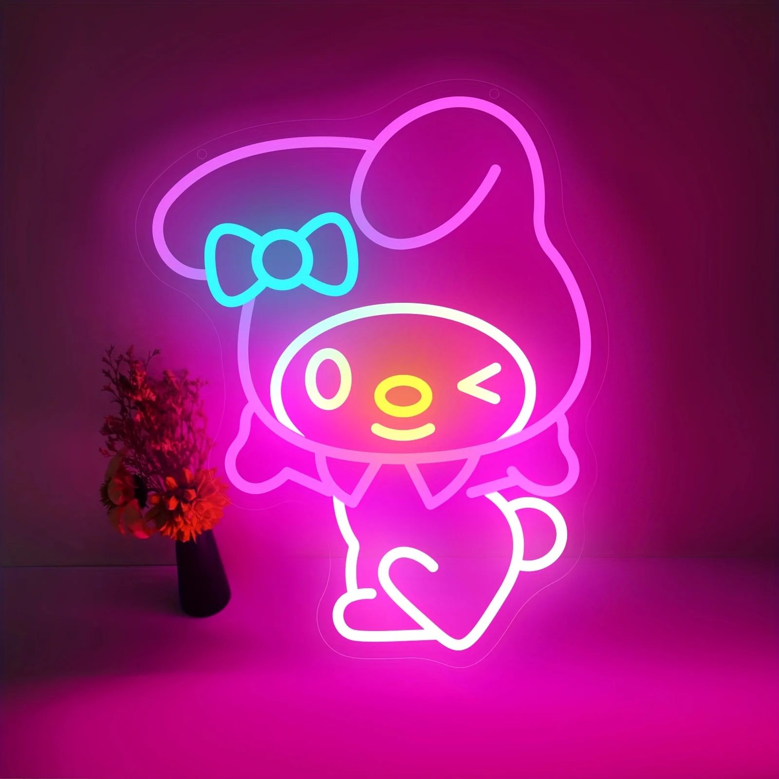 

Милая розовая неоновая LED-лампа My Melody Sanrio с USB-питанием, регулируемая, для декора стен в спальне, комнате девочки, гостиной, кавайный декор для дома