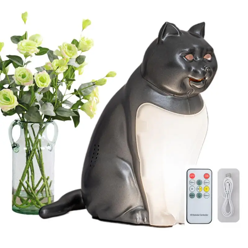 Cat Night Light Decorative Desk Lamp With Aromatherapy USB Charging Sound Effect Bedroom Cat Night Lamp Color Temperature