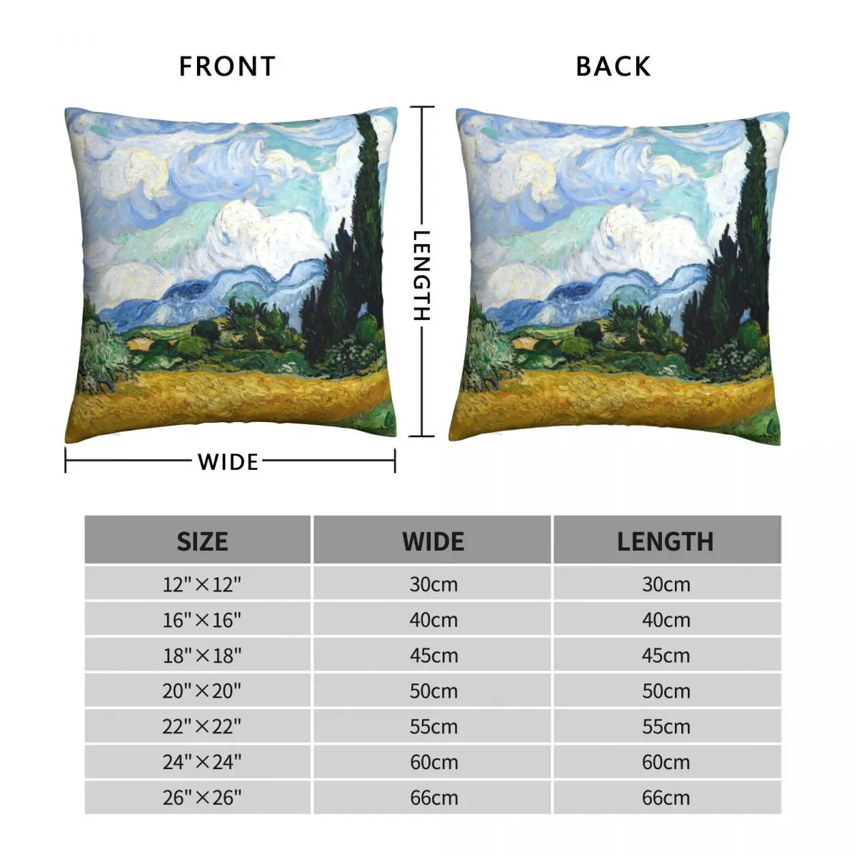 Wheatfield With Cypresses Pillowcase Polyester Linen Velvet Creative Zip Decor Pillow Case Sofa Seater Cushion Cover