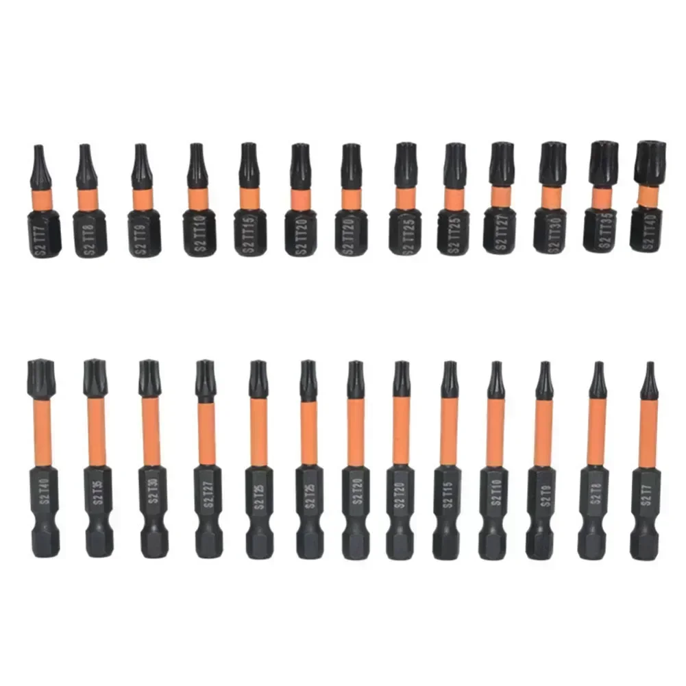 26pcs Screwdriver Bit Set T7-T40 50mm 25mm 1/4 Hexagonal Handle Screwdriver For Appliance Toy Repair Installation Disassembly