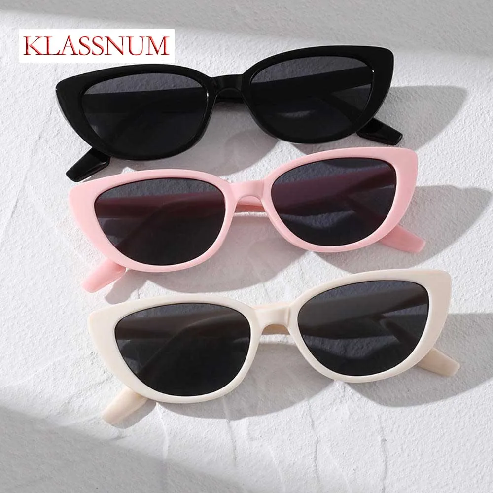 

KLASSNUM New Small Frame Vintage Cat Eye Sunglasses for Women UV400 Protection Eyewear Fashion Trendy Streetwear Accessories