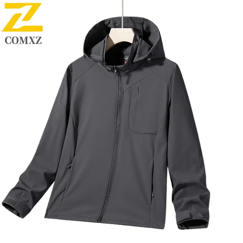 Spring Autumn Men's Jacket Outdoor Fashion Detachable Hat Windproof Windbreaker Casual Sports Breathable Waterproof Daily Coat