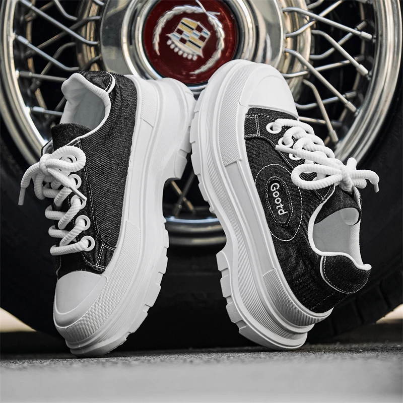 

Men's Canvas Autumn Breathable Platform Increased Muffin Sneakers 2025 New Autumn Cloth Casual Dad Trendy Shoes Zapatos