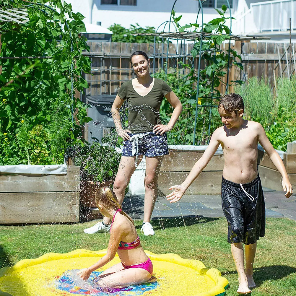 Portable Inflatable Spray Playmat for Kids Over 6 Months Thick PVC Ocean Theme Water Play Mat for Pool Beach Garden Family
