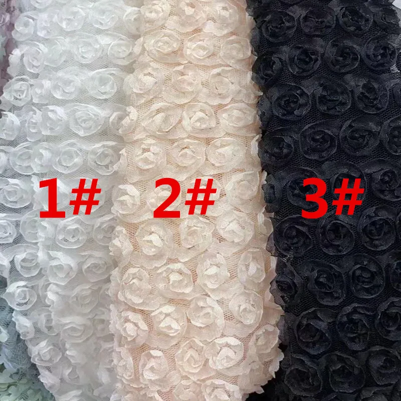 1yard/lot 130cm wide small Rose Flower Wedding Dress Lace Fabric Dress/Tops/ Curtain Embroidery Fabric X1118