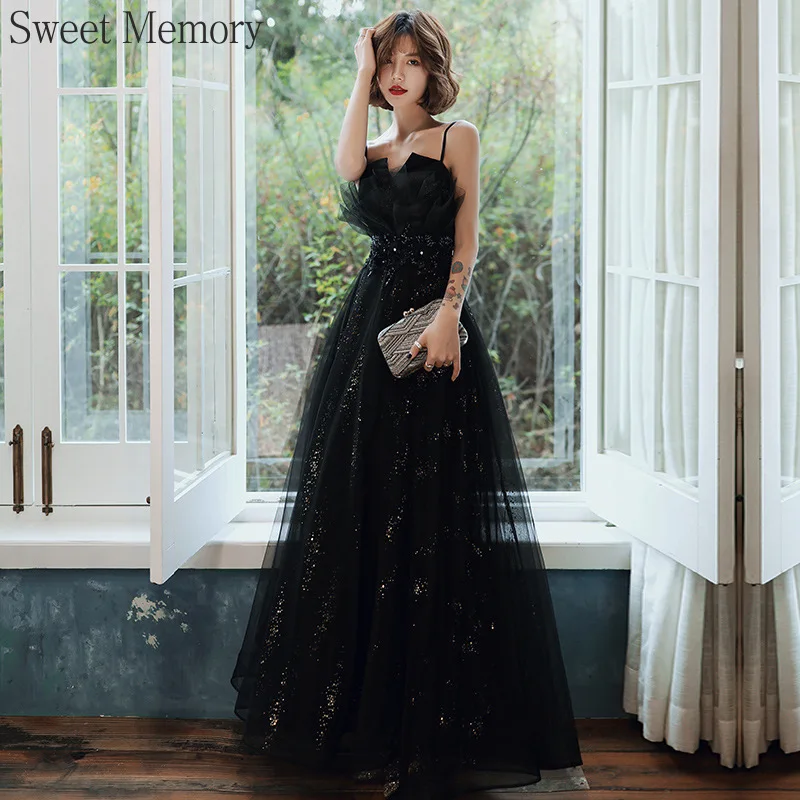 N130 Customized Black Champagne Dark Red Formal Dresses Sweet Memory